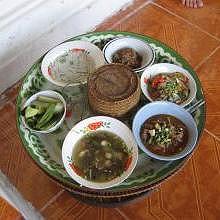 Dishes for the ancestors' celebration in Luang Prabang