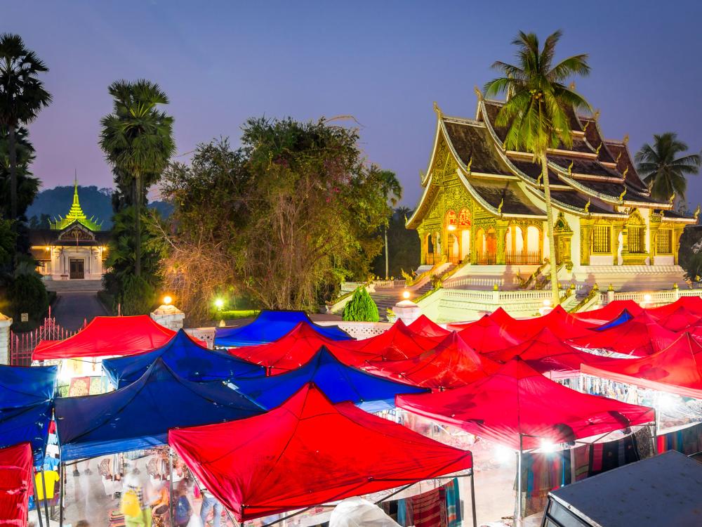 Center-town of Luang Prabang after 5pm