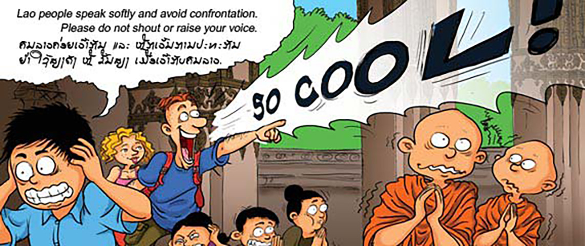 Laotians are quiet and calm people talking softly...