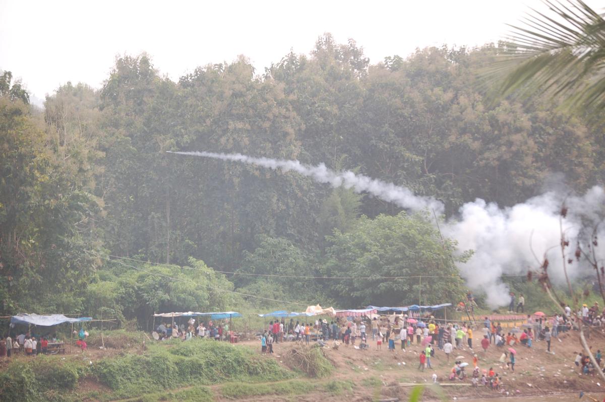 Home-made rocket during the racing boat festival