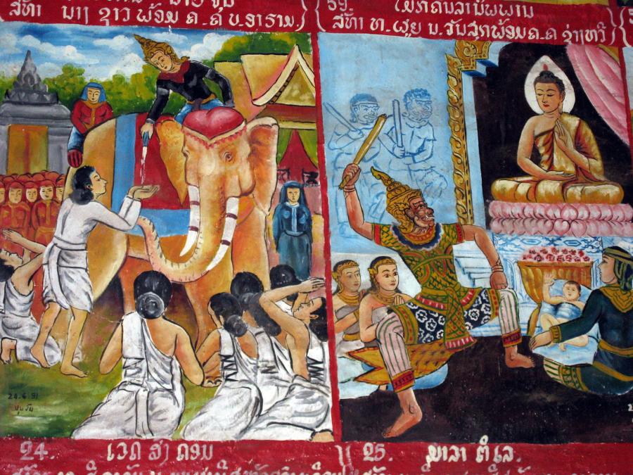 Paintings in temples - Vat Phon Phao Temple in Luang Prabang