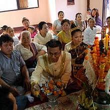Blessing ceremony of newlyweds in Luang Prabang