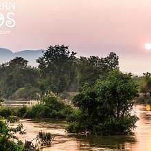 Southern-laos, sunset on the Mekong River