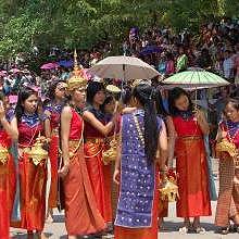 Traditional costumes during Pimay Laos