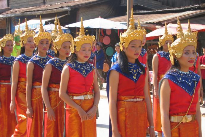 Lao Loum costumes during a parade in Luang Prabang